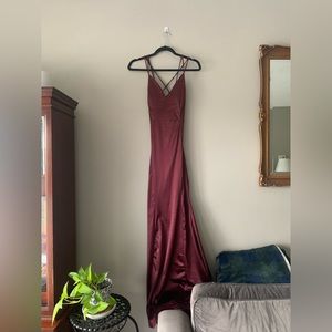 Maroon maxi dress, silk size 4